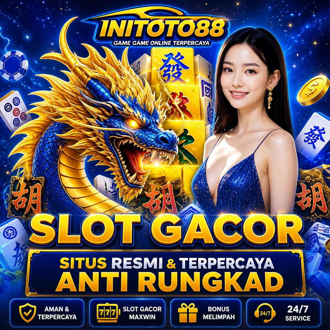 Gambar promosi INITOTO88 untuk akses Situs Toto Online, Toto4D, Lotre Macau, dan Slot777.