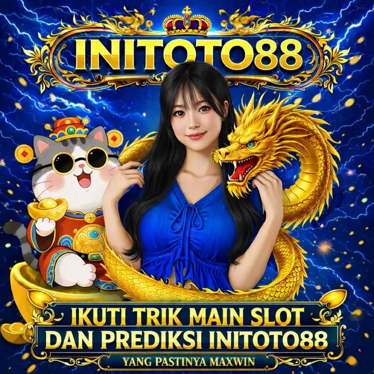 Tampilan etalase visual INITOTO88 tentang Togel Resmi Macau, Toto4D, Slot88, dan Qris Slot.