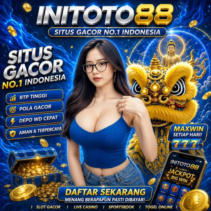 Visual galeri info INITOTO88 tentang Toto Macau via e-wallet, Togel4D, dan Slot88 Online