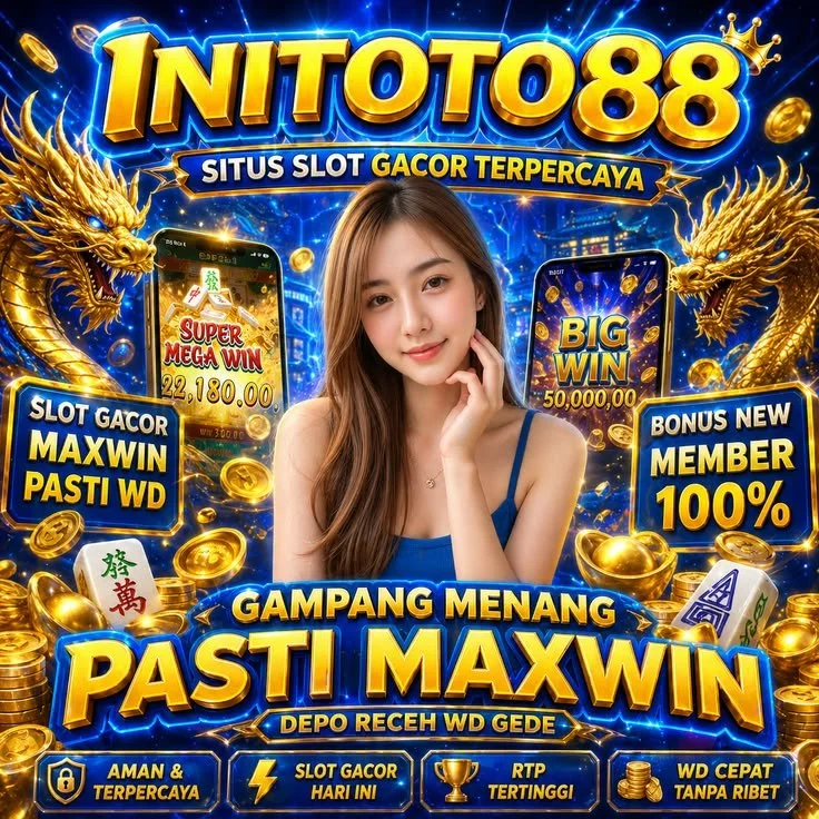 Ilustrasi panel INITOTO88 berisi panduan deposit QRIS untuk Toto4D Macau, Slot88, dan Situs Toto.