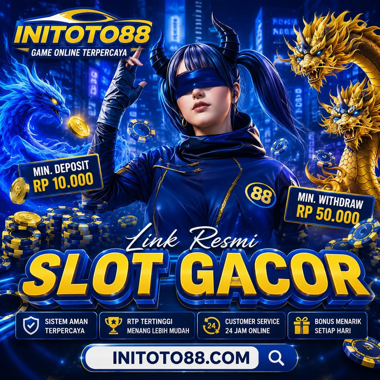 Visual INITOTO88 untuk akses link alternatif Toto Macau, Togel4D, Slot777, dan Qris Slot.