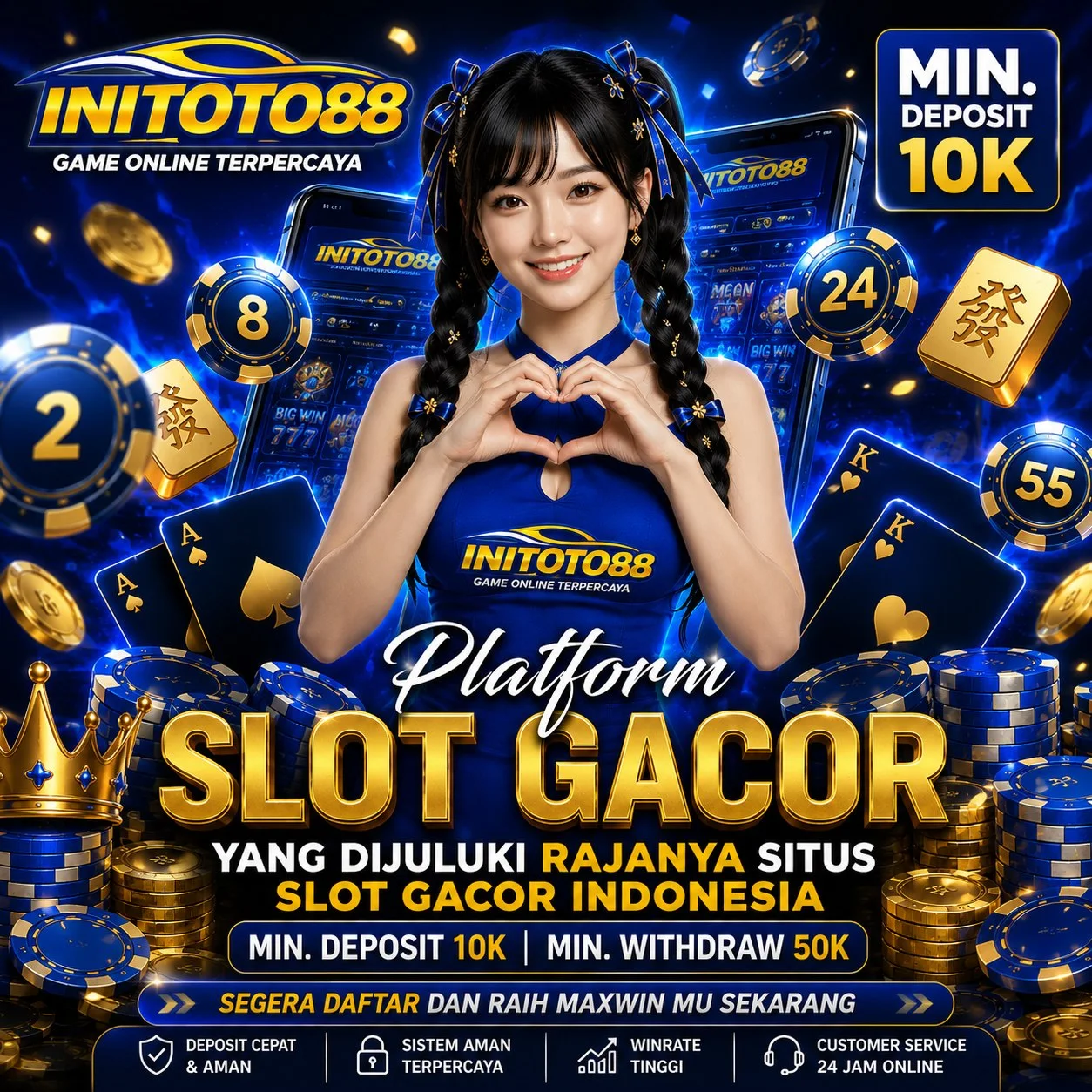 Tampilan visual INITOTO88 untuk panduan login Toto Online, Togel4D, Slot88, dan Qris Slot.