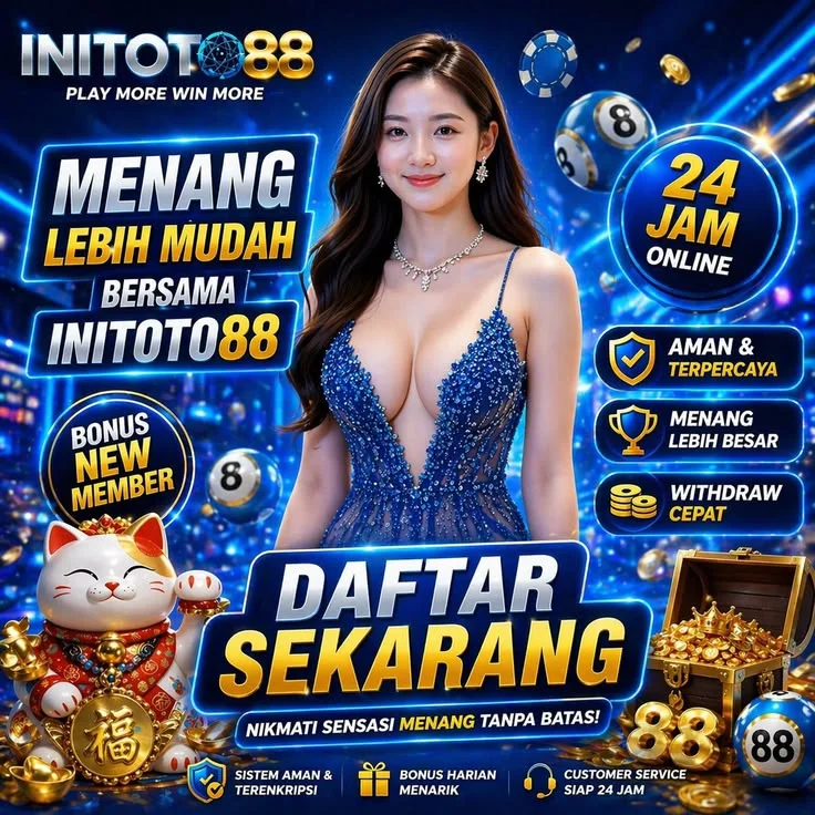 Visual INITOTO88 menampilkan papan informasi daftar Toto Online, Togel Macau, dan Slot88 Qris