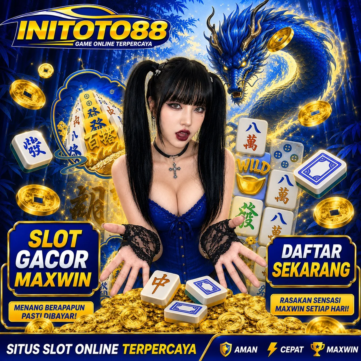 Visual promosi INITOTO88 untuk situs slot gacor qris, Toto 4D Macau, dan Slot88 online