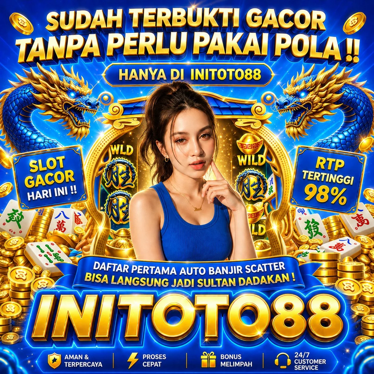 Tampilan promosi INITOTO88 untuk situs togel Macau online dengan fitur Toto4D, Slot Mania, dan Slot88 terbaru
