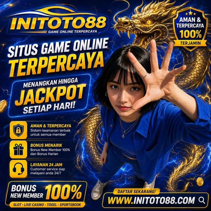 Snapshot dashboard INITOTO88 bertema Toto Macau, Togel4D, Slot88, dan Qris Slot dalam tampilan foto profesional